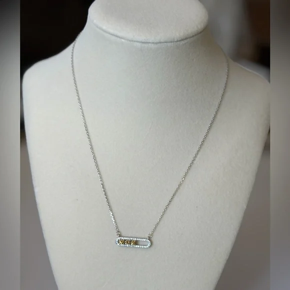 Sterling Silver Moissanite Necklace w/Round Brilliant Golden Yellow Stones ~ NWT - Picture 3 of 13